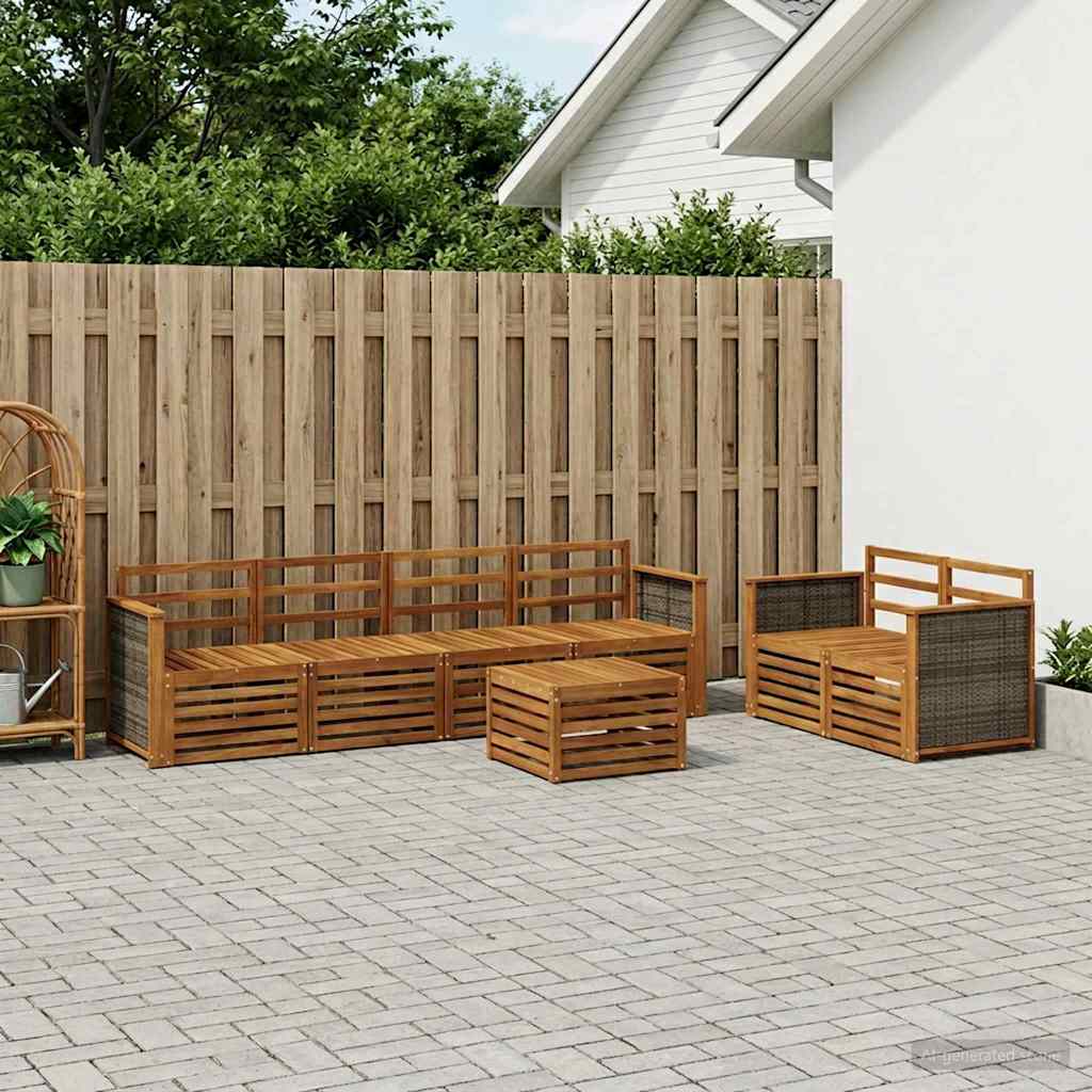 Udendørs sofagruppe 7 pcs Naturfarvet Massivt Akacietræ