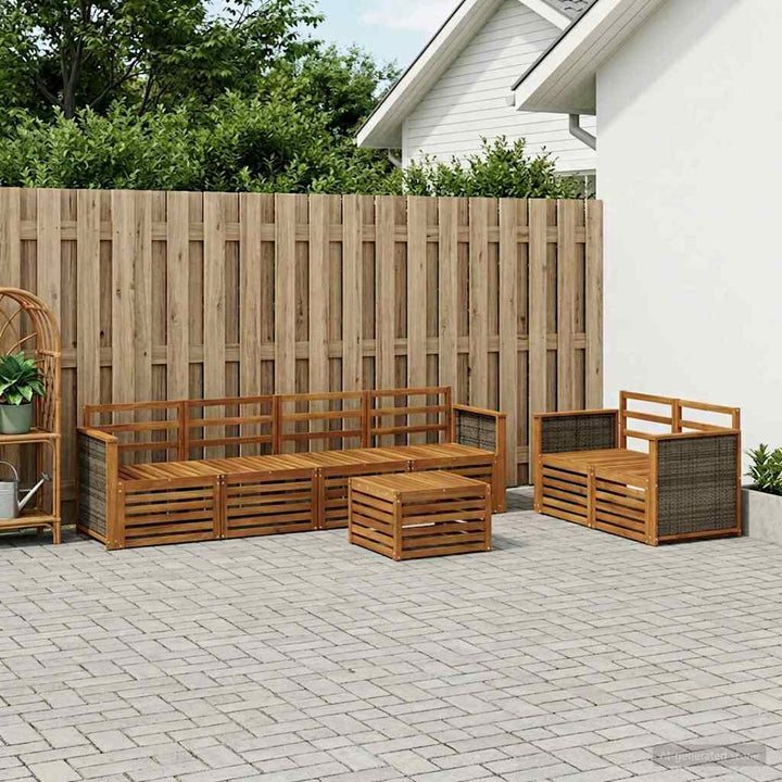 Udendørs sofagruppe 7 pcs Naturfarvet Massivt Akacietræ