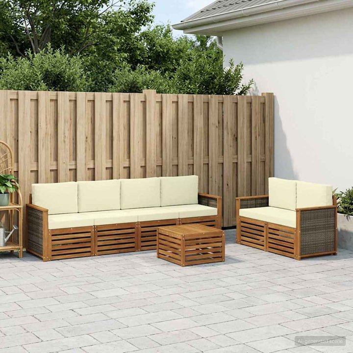 Udendørs sofagruppe 7 pcs Naturlig og Fløde Massivt Akacietræ