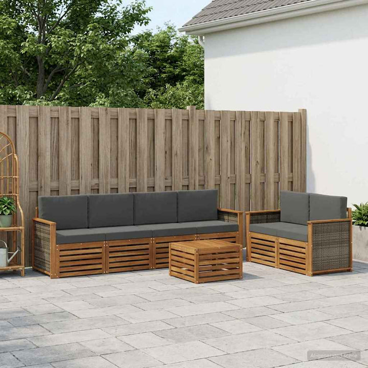 Udendørs sofagruppe med pude 7 pcs Naturlig og Antracit