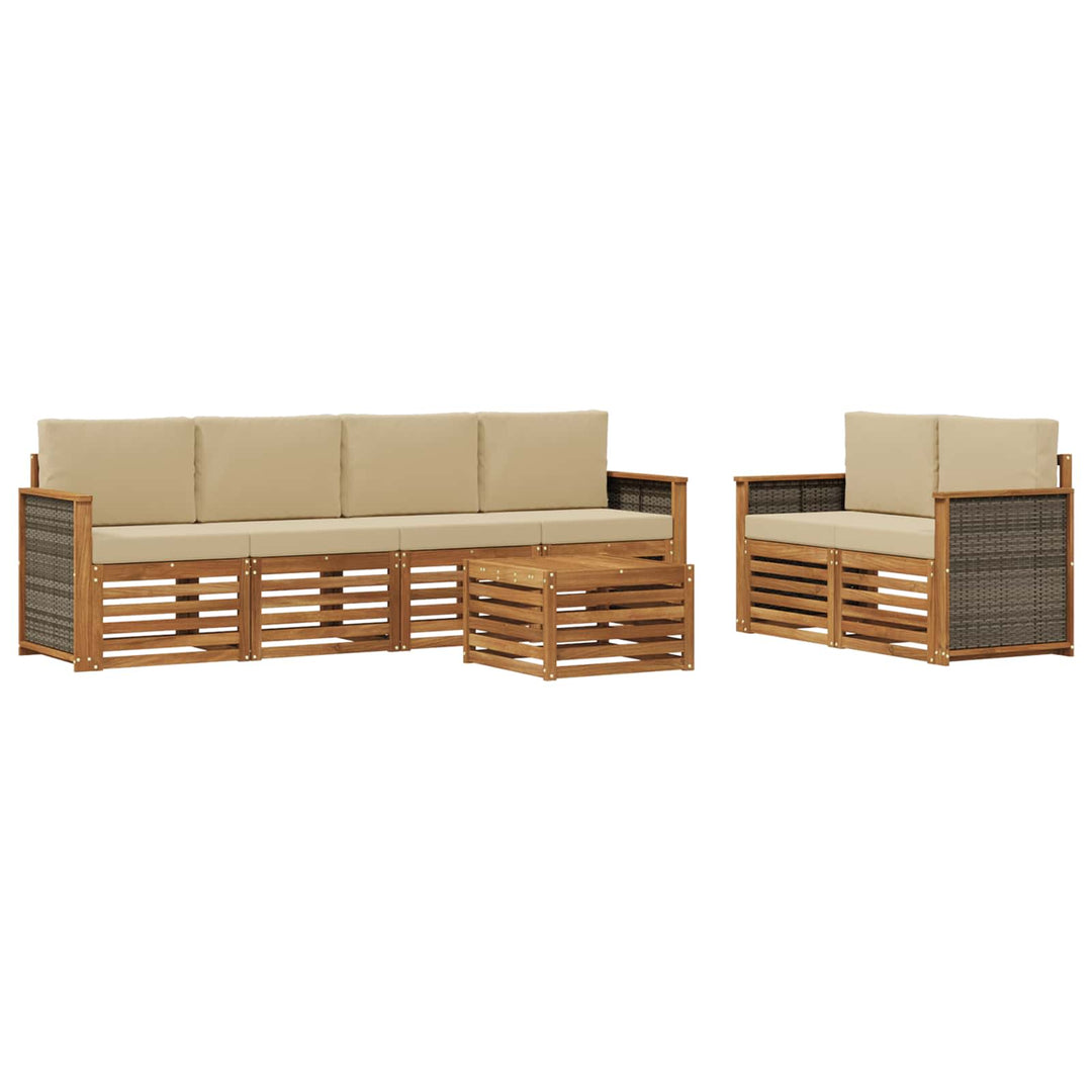 Udendørs sofagruppe 7 pcs Naturlig og Beige Massivt Akacietræ