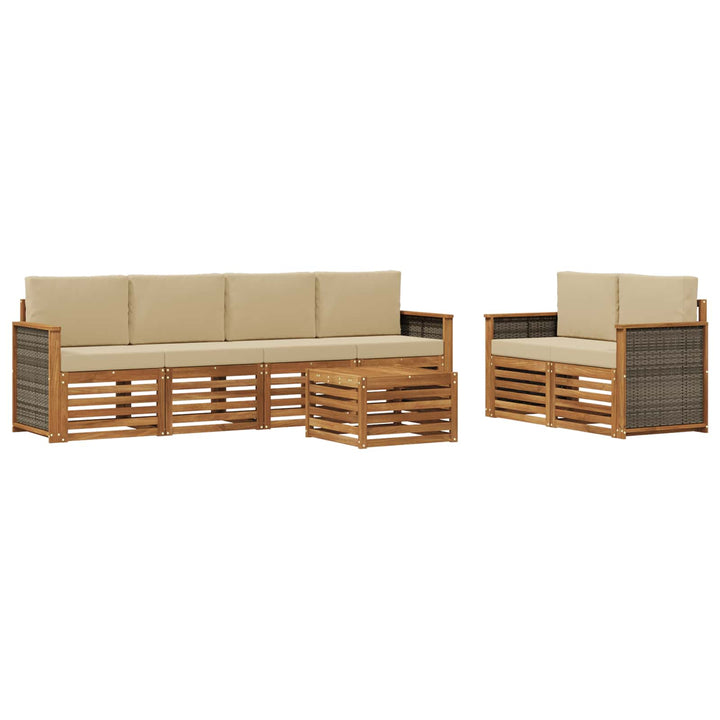 Udendørs sofagruppe 7 pcs Naturlig og Beige Massivt Akacietræ