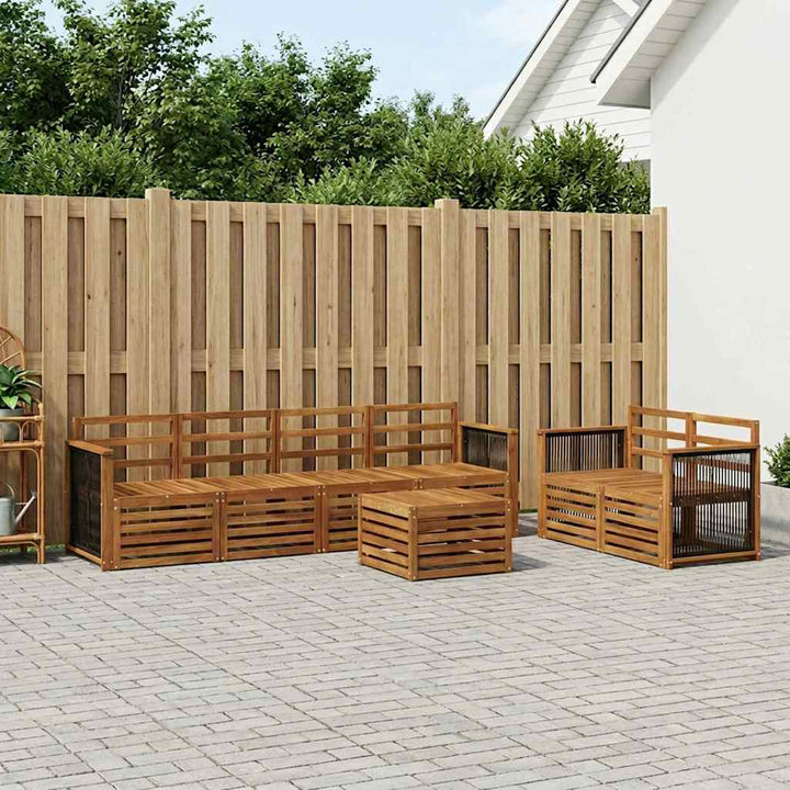 Udendørs sofagruppe 7 pcs Naturfarvet Massivt Akacietræ
