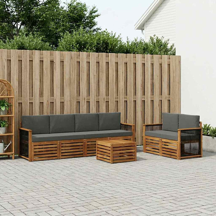 Udendørs sofagruppe med pude 7 pcs Naturlig og Antracit