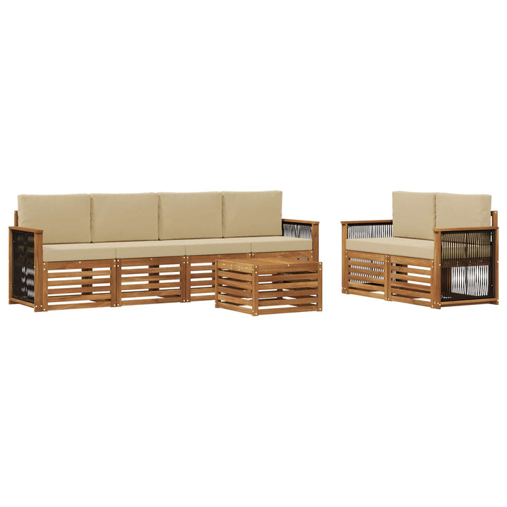 Udendørs sofagruppe 7 pcs Naturlig og Beige Massivt Akacietræ