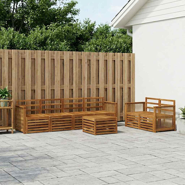 Udendørs sofagruppe 7 pcs Naturfarvet Massivt Akacietræ