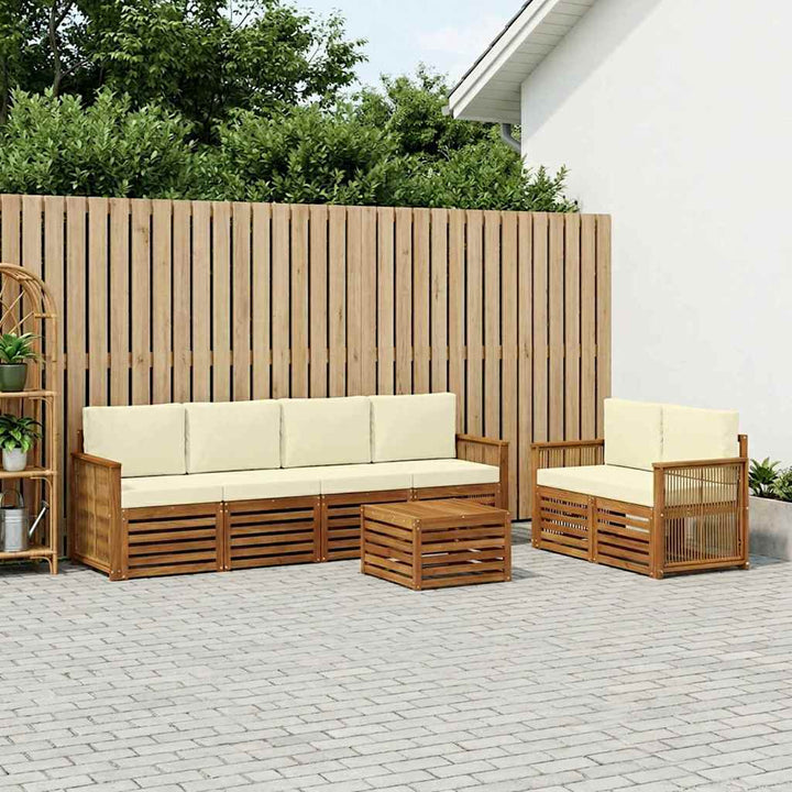 Udendørs sofagruppe 7 pcs Naturlig og Fløde Massivt Akacietræ