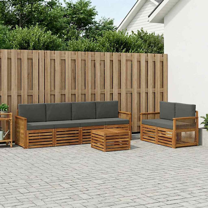 Udendørs sofagruppe med pude 7 pcs Naturlig og Antracit