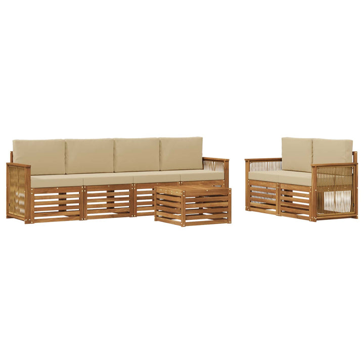 Udendørs sofagruppe 7 pcs Naturlig og Beige Massivt Akacietræ