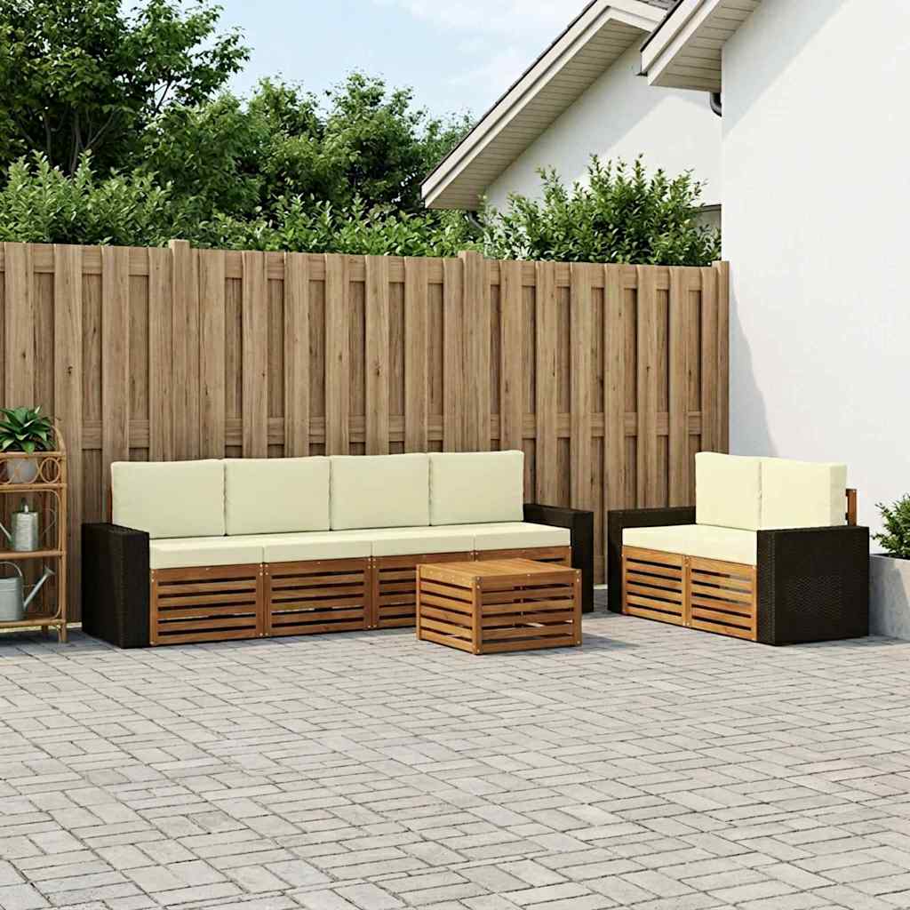 Udendørs sofagruppe 7 pcs Naturlig og Fløde Massivt Akacietræ