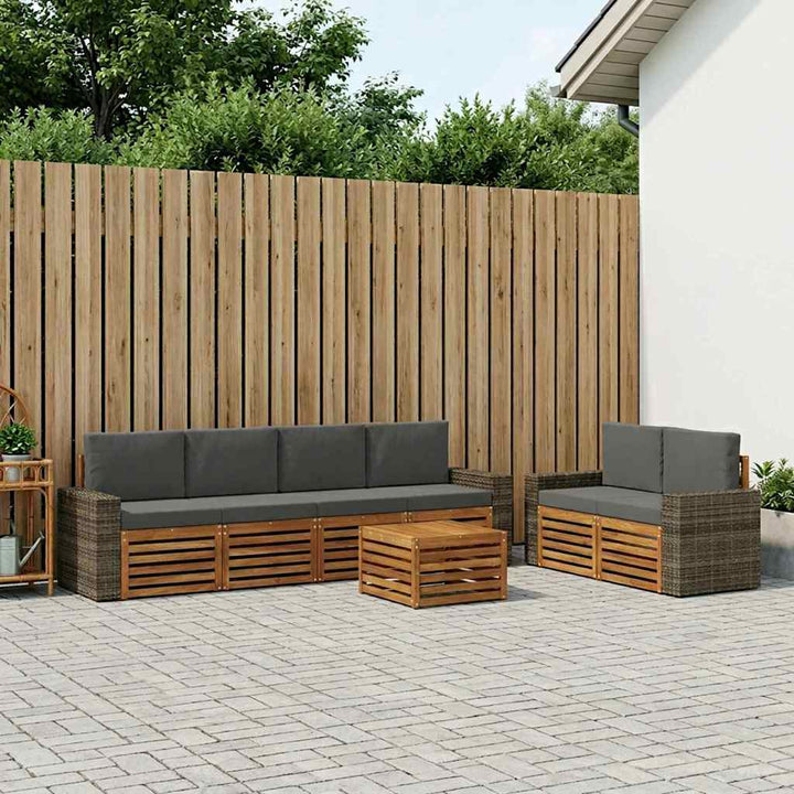 Udendørs sofagruppe 7 stk. Naturlig og Antracit