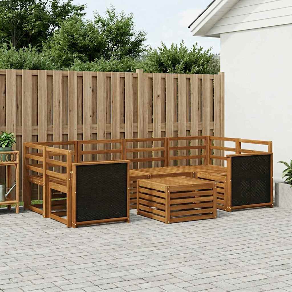 Udendørs sofagruppe 7 pcs Naturfarvet Massivt Akacietræ