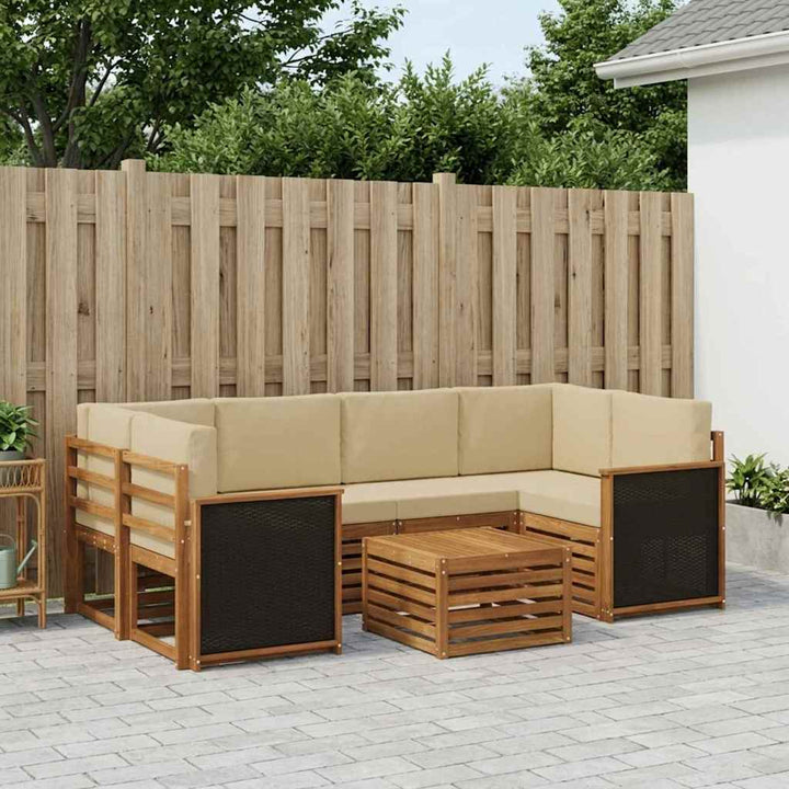 Udendørs sofagruppe 7 pcs Naturlig og Beige Massivt Akacietræ