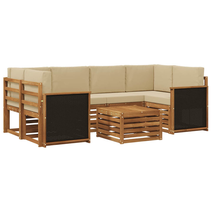 Udendørs sofagruppe 7 pcs Naturlig og Beige Massivt Akacietræ