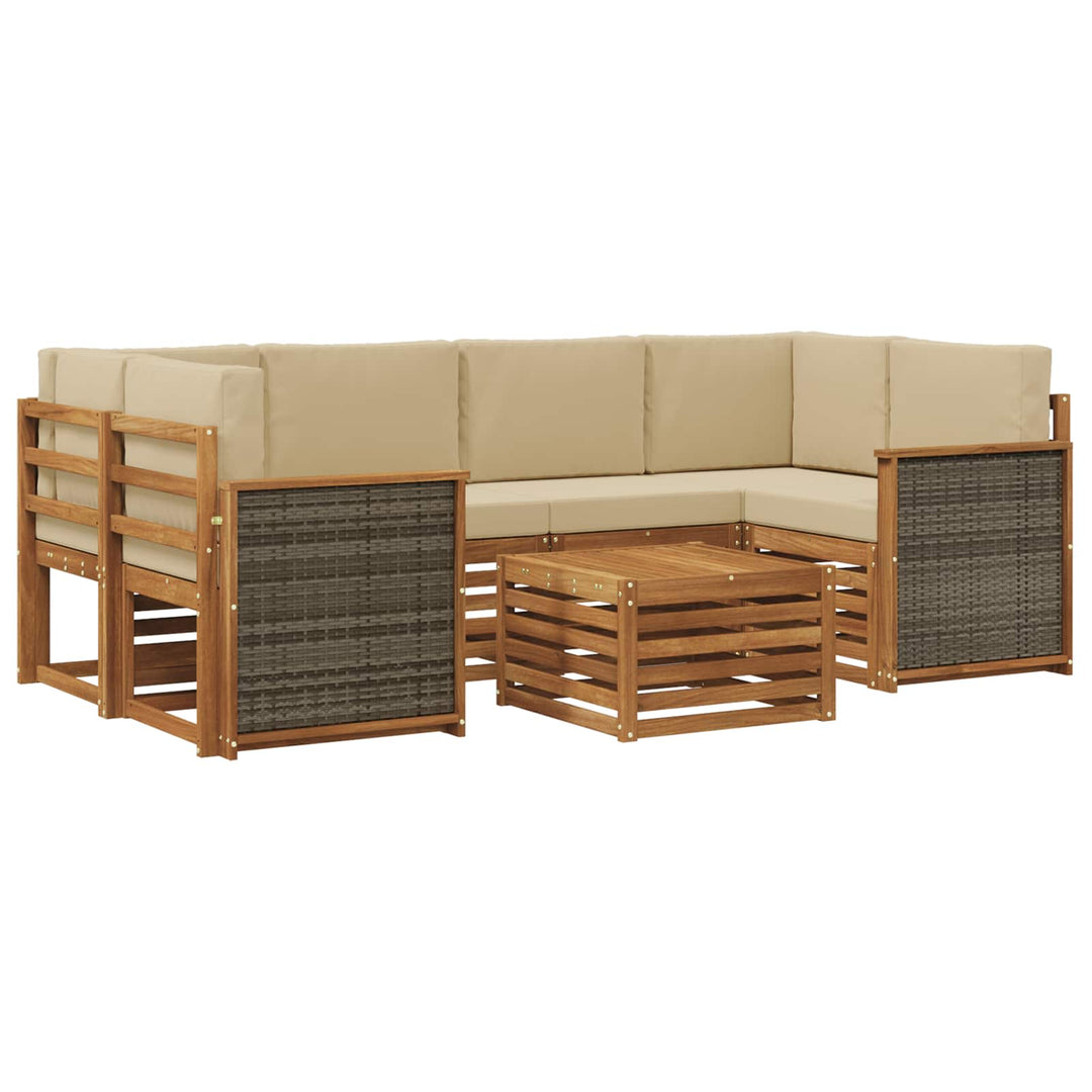 Udendørs sofagruppe 7 pcs Naturlig og Beige Massivt Akacietræ