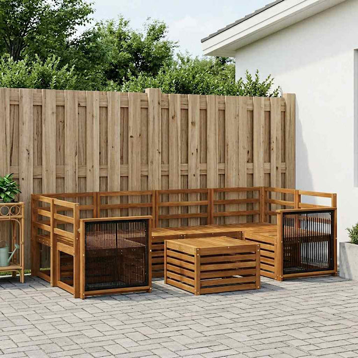 Udendørs sofagruppe 7 pcs Naturfarvet Massivt Akacietræ