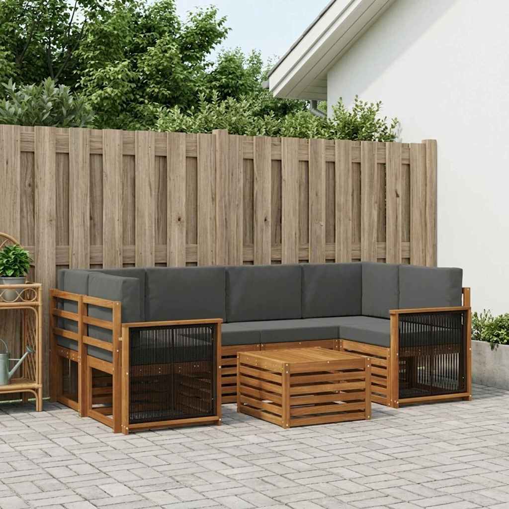 Udendørs sofagruppe med pude 7 pcs Naturlig og Antracit