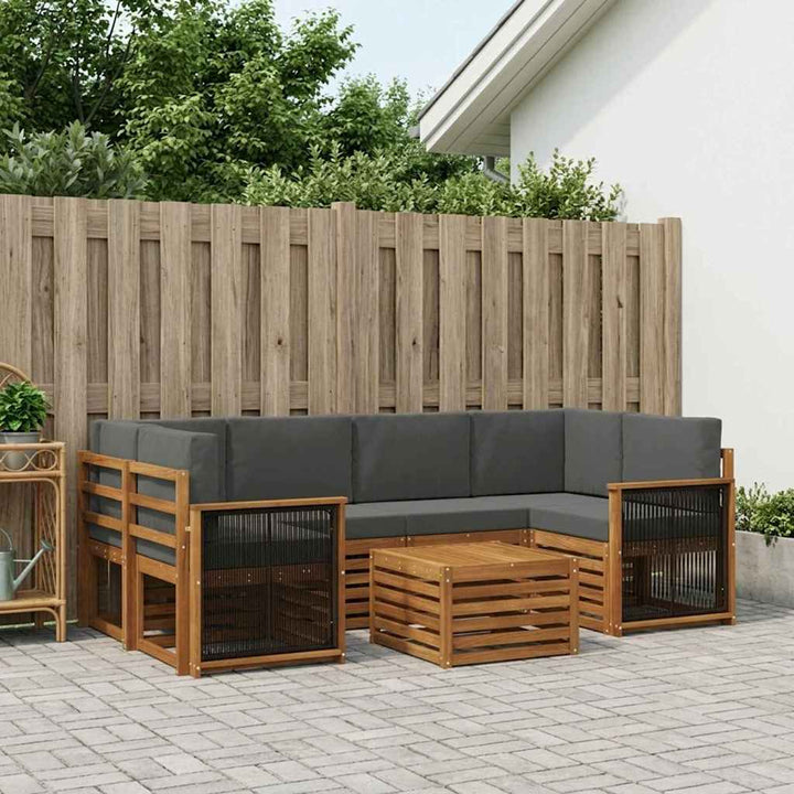 Udendørs sofagruppe med pude 7 pcs Naturlig og Antracit