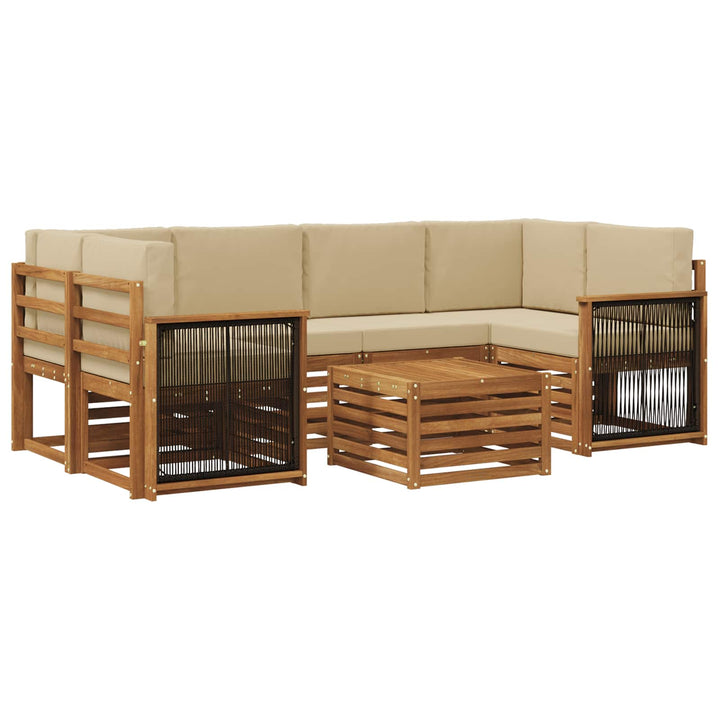 Udendørs sofagruppe 7 pcs Naturlig og Beige Massivt Akacietræ