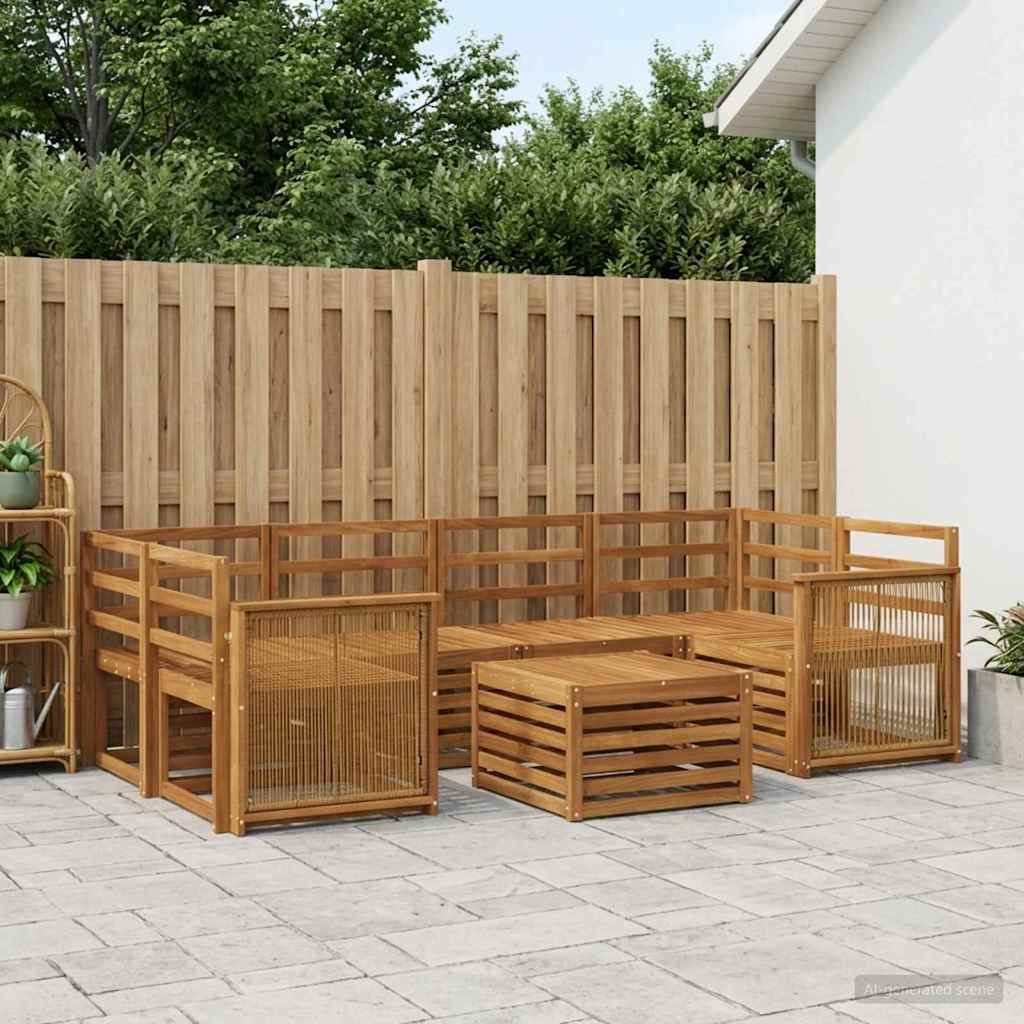 Udendørs sofagruppe 7 pcs Naturfarvet Massivt Akacietræ