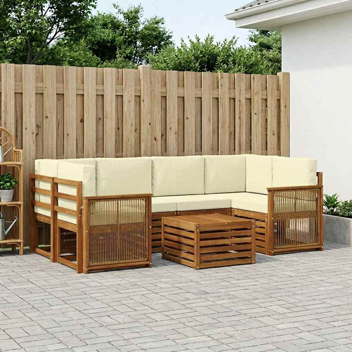Udendørs sofagruppe 7 pcs Naturlig og Fløde Massivt Akacietræ