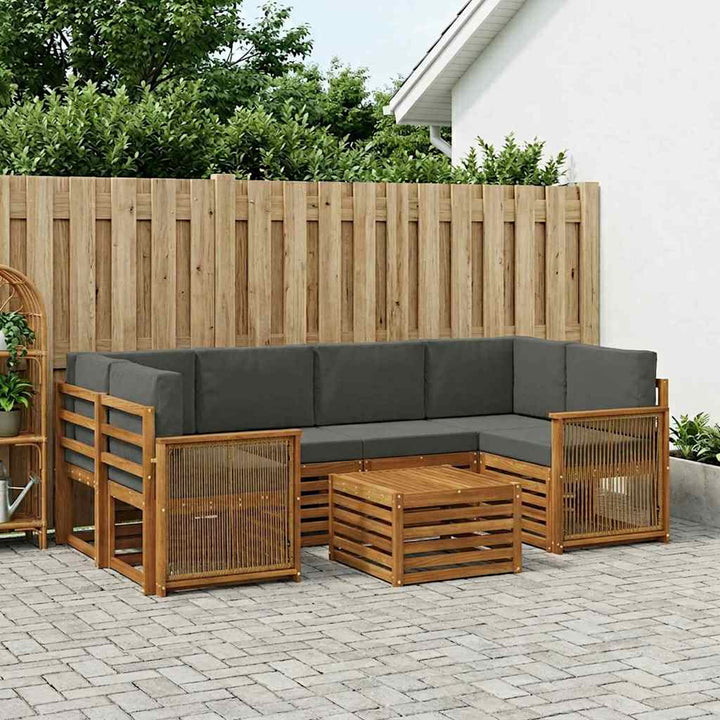 Udendørs sofagruppe med pude 7 pcs Naturlig og Antracit