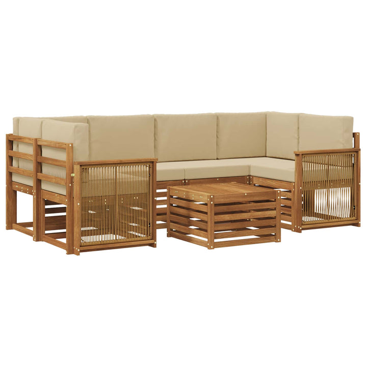 Udendørs sofagruppe 7 pcs Naturlig og Beige Massivt Akacietræ
