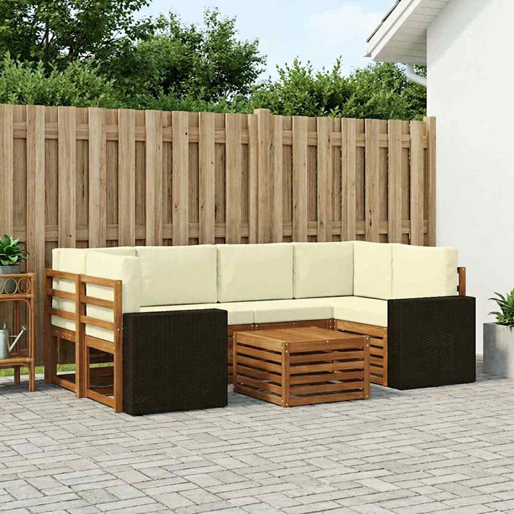 Udendørs sofagruppe 7 pcs Naturlig og Fløde Massivt Akacietræ