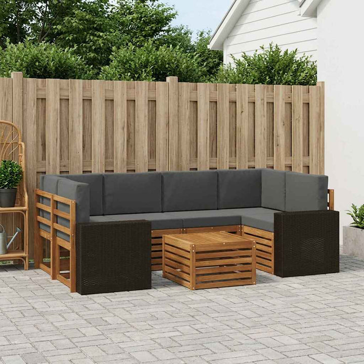 Udendørs sofagruppe med pude 7 pcs Naturlig og Antracit