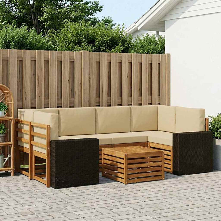 Udendørs sofagruppe 7 pcs Naturlig og Beige Massivt Akacietræ