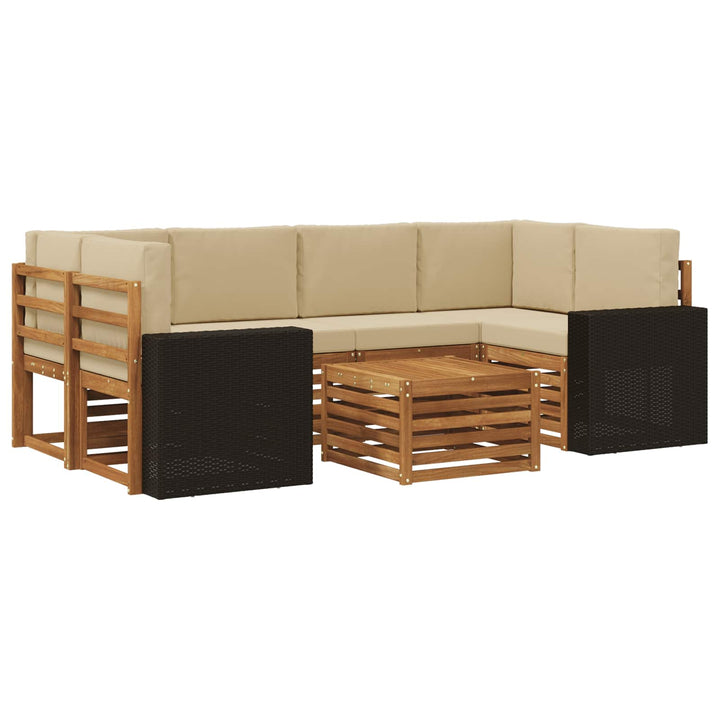 Udendørs sofagruppe 7 pcs Naturlig og Beige Massivt Akacietræ