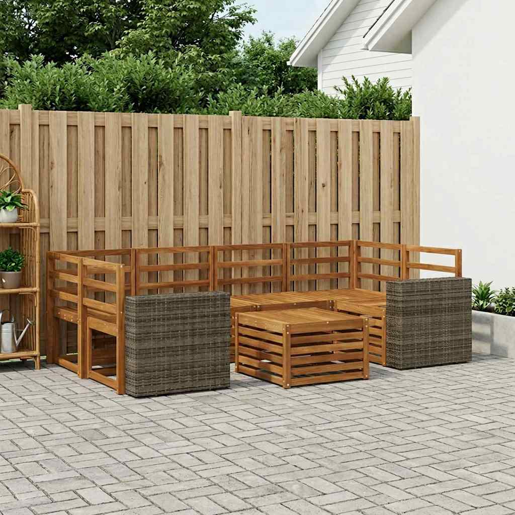 Udendørs sofagruppe 7 pcs Naturfarvet Massivt Akacietræ