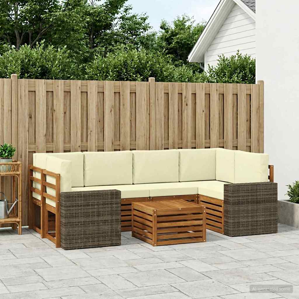 Udendørs sofagruppe 7 pcs Naturlig og Fløde Massivt Akacietræ