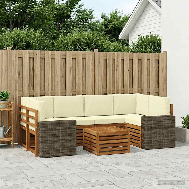 Udendørs sofagruppe 7 pcs Naturlig og Fløde Massivt Akacietræ