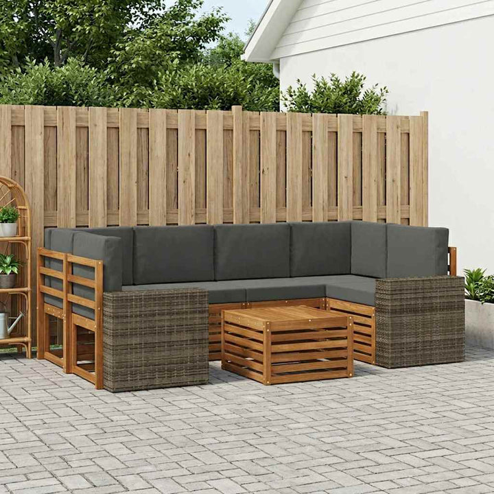 Udendørs sofagruppe med pude 7 pcs Naturlig og Antracit