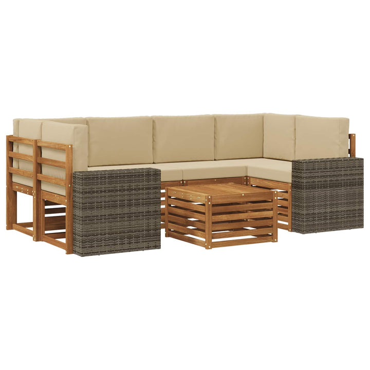 Udendørs sofagruppe 7 pcs Naturlig og Beige Massivt Akacietræ