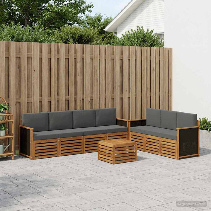 Sofasæt med pude 8 pcs Massivt Akacietræ