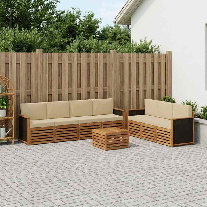 Sofasæt med pude 8 pcs Massivt Akacietræ