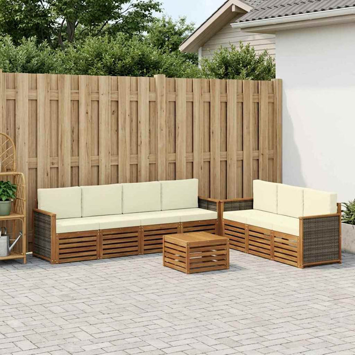Sofasæt med pude 8 pcs Massivt Akacietræ