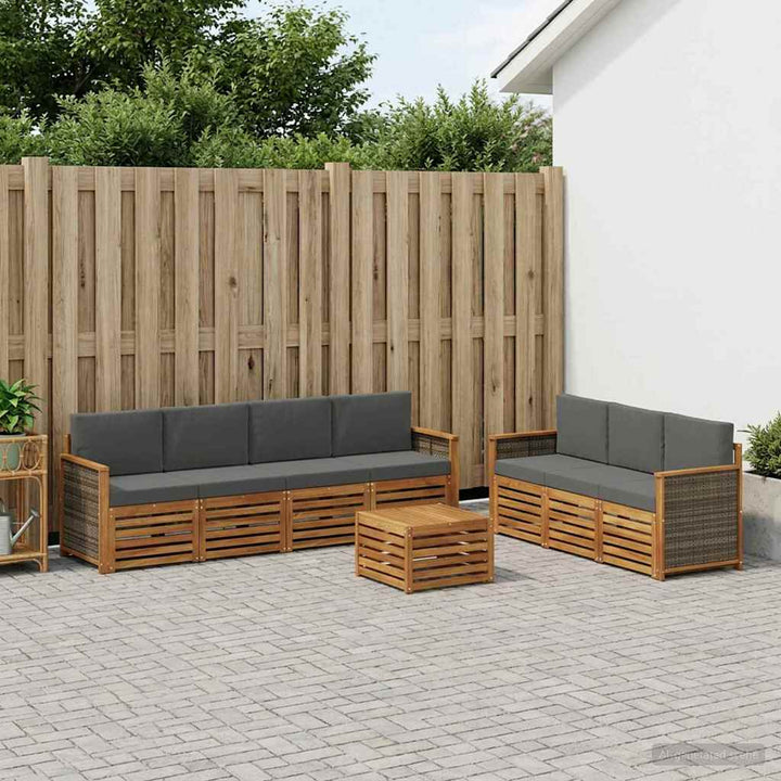 Sofasæt med pude 8 pcs Massivt Akacietræ