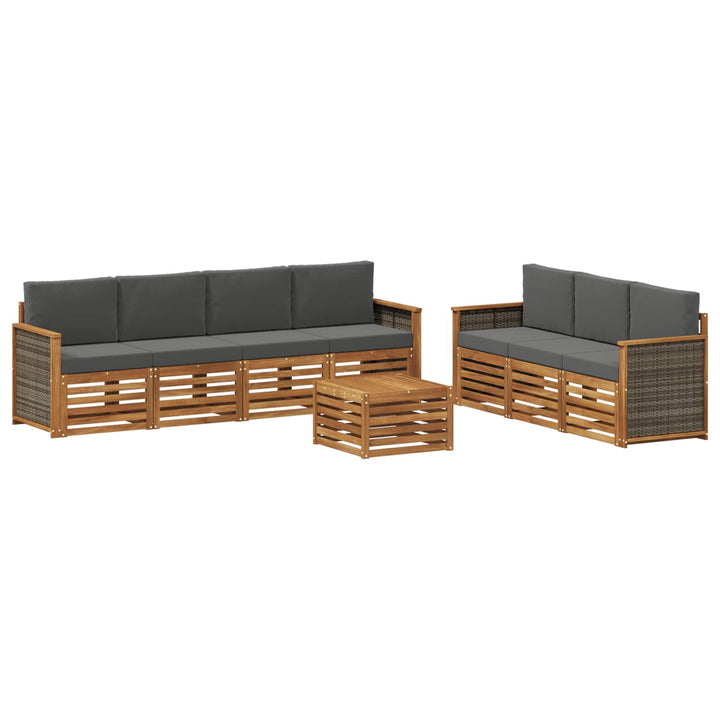 Sofasæt med pude 8 pcs Massivt Akacietræ