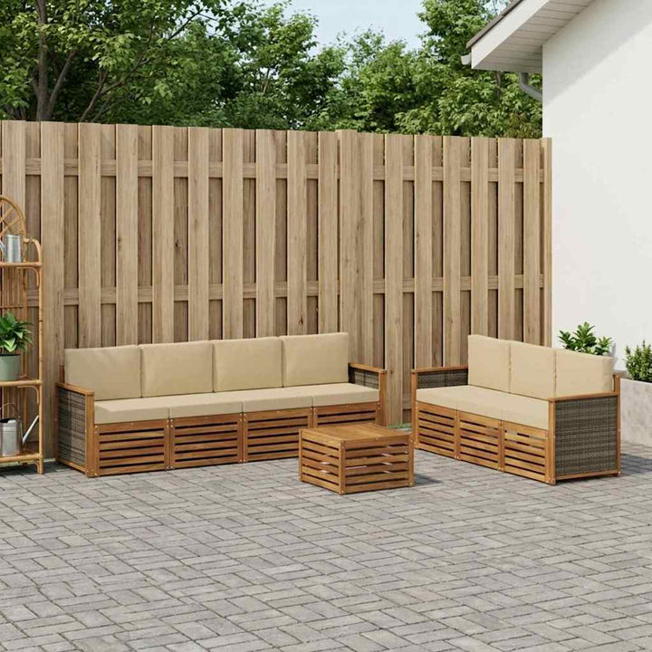 Sofasæt med pude 8 pcs Massivt Akacietræ