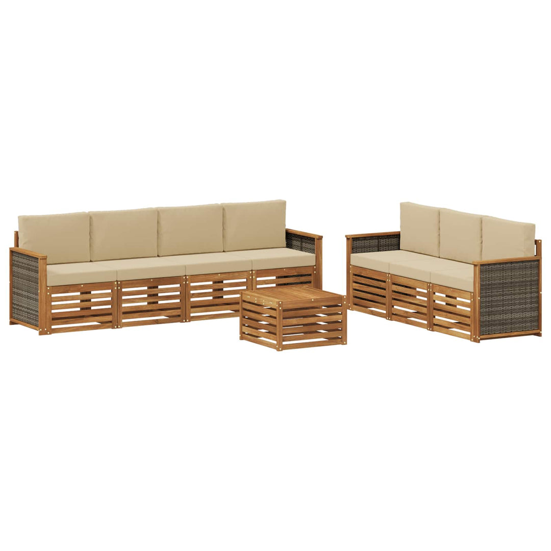Sofasæt med pude 8 pcs Massivt Akacietræ