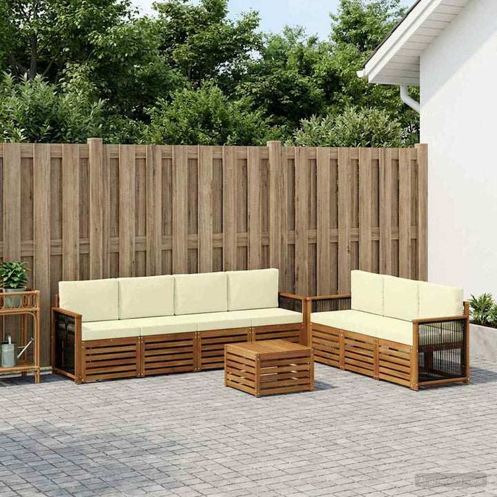 Sofasæt med pude 8 pcs Massivt Akacietræ