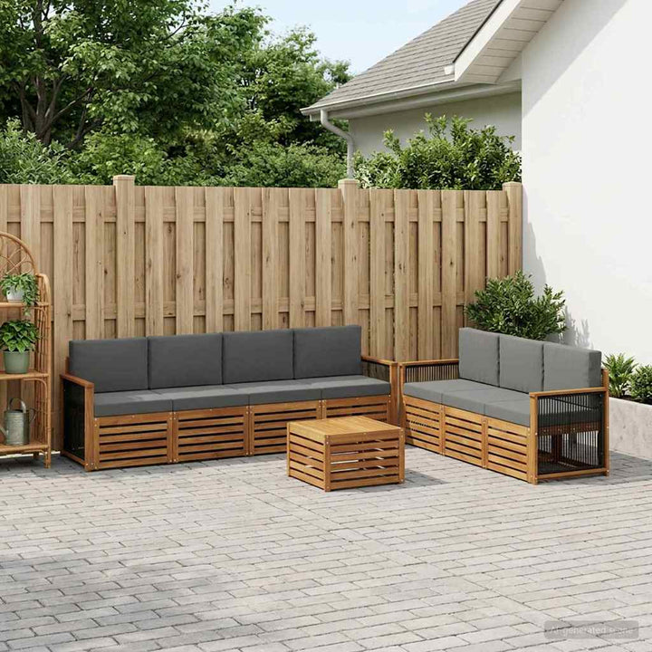 Sofasæt med pude 8 pcs Massivt Akacietræ