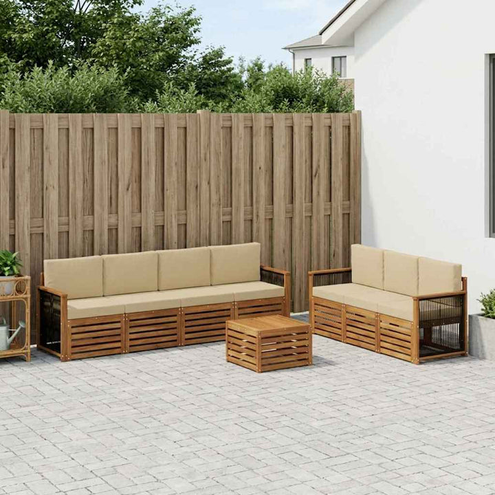 Sofasæt med pude 8 pcs Massivt Akacietræ