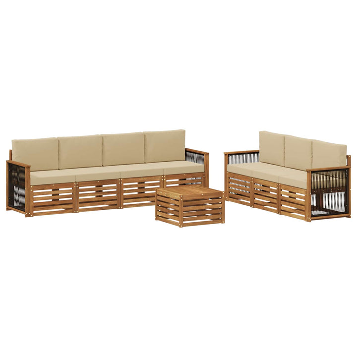 Sofasæt med pude 8 pcs Massivt Akacietræ