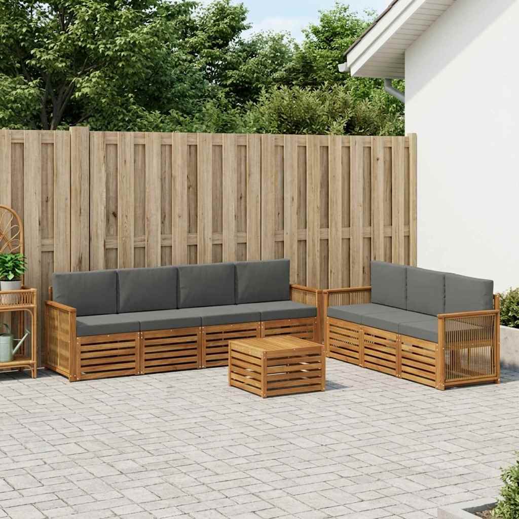 Sofasæt med pude 8 pcs Massivt Akacietræ