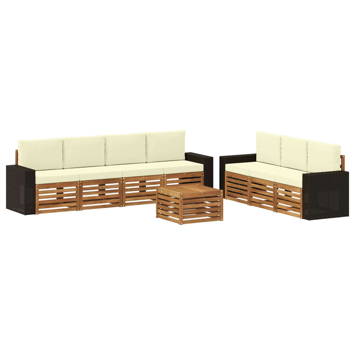 Sofasæt med pude 8 pcs Massivt Akacietræ