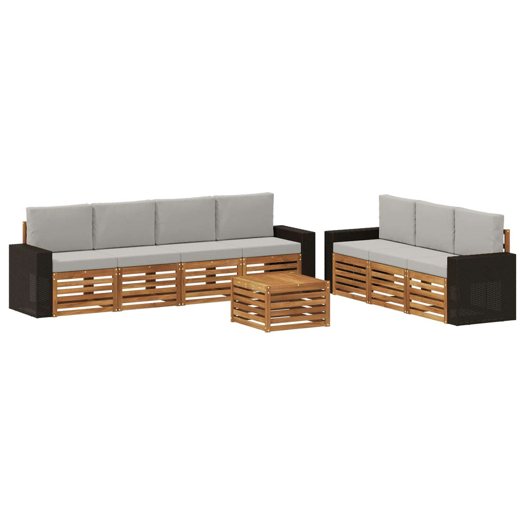 Sofasæt med pude 8 pcs Massivt Akacietræ